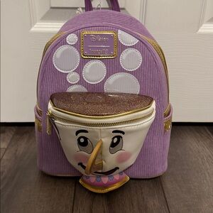 Disney Loungefly Purple Backpack Chip Beauty and the Beast
